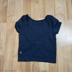 Athleta Womens Grey Short Sleeve Ribbed Activewear Top Size XS